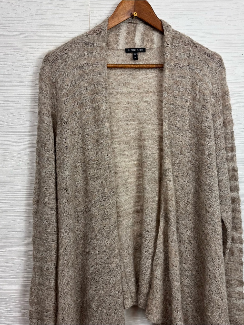 Eileen Fisher Light Knit Waterfall Cardigan Baby Alpaca/ Wool Luxury XL - Picture 2 of 9